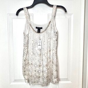 NWT White House Black Market Diamond Burnout Shell Top, Embellished Sz XS